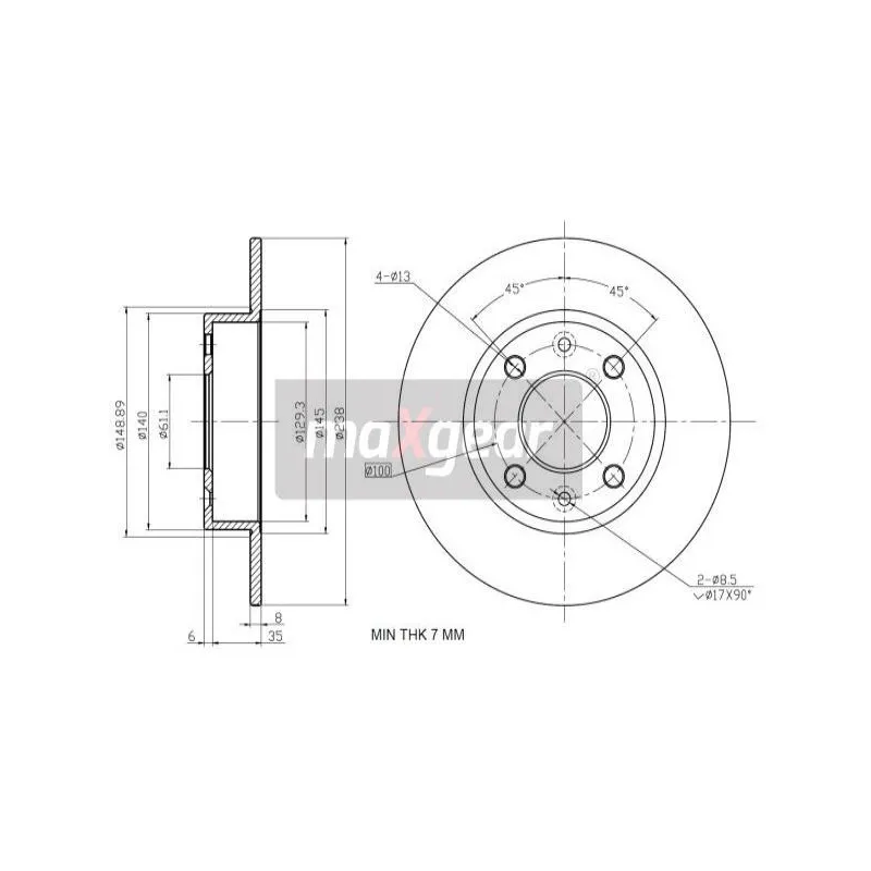 Jeu de 2 disques de frein avant MAXGEAR 19-0746