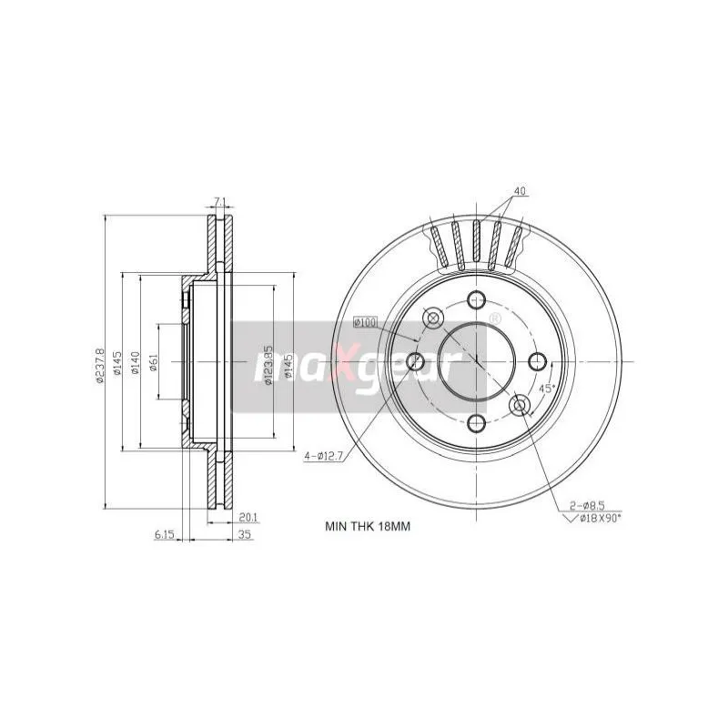 Jeu de 2 disques de frein avant MAXGEAR 19-0747