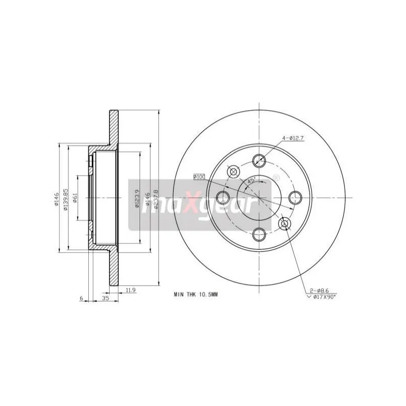 Jeu de 2 disques de frein avant MAXGEAR 19-0748