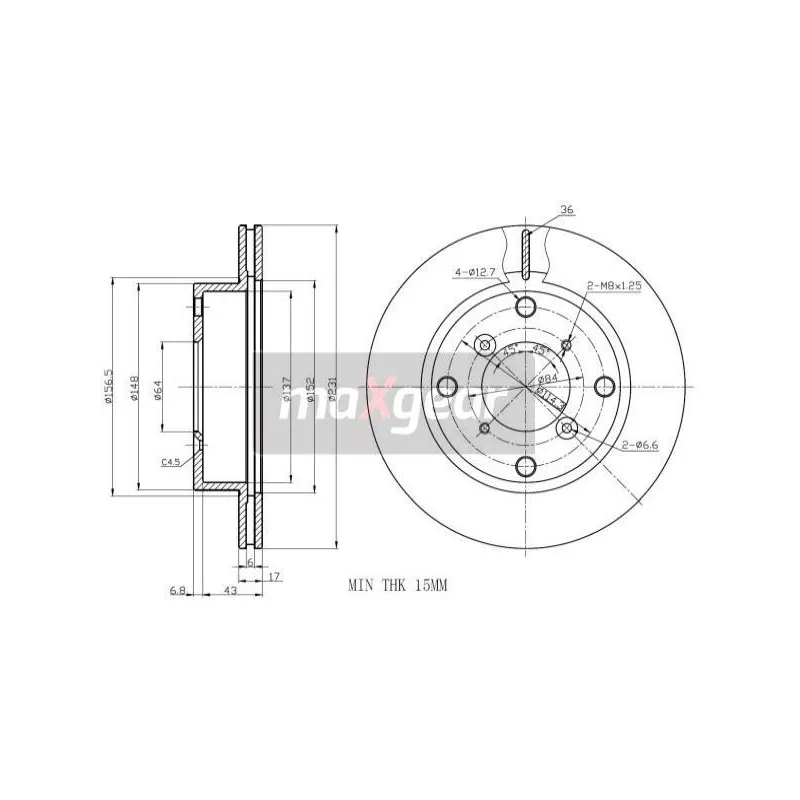 Jeu de 2 disques de frein avant MAXGEAR 19-0750