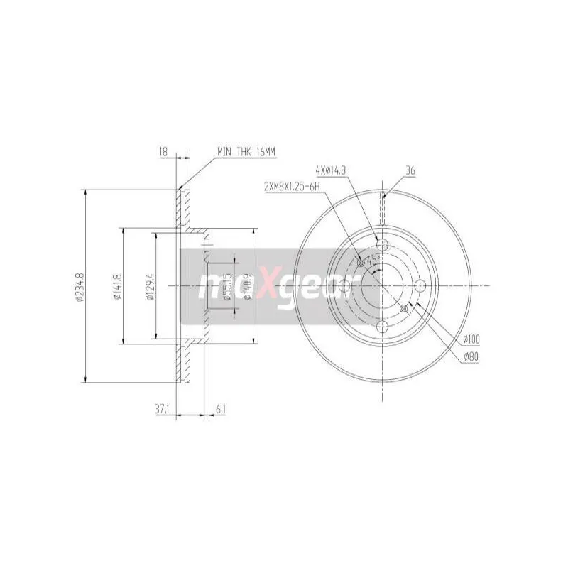 Jeu de 2 disques de frein avant MAXGEAR 19-0751