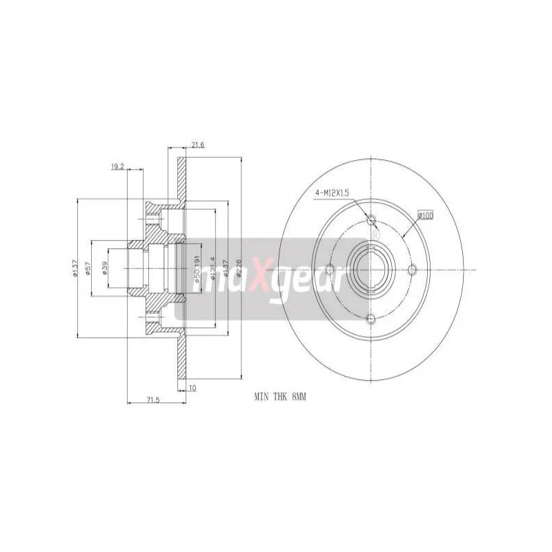Jeu de 2 disques de frein arrière MAXGEAR 19-0753