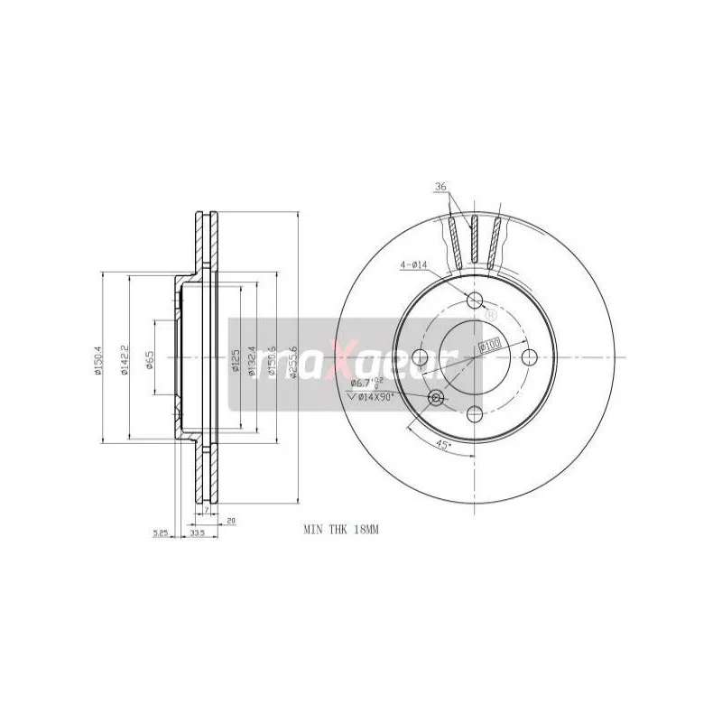 Jeu de 2 disques de frein avant MAXGEAR 19-0754