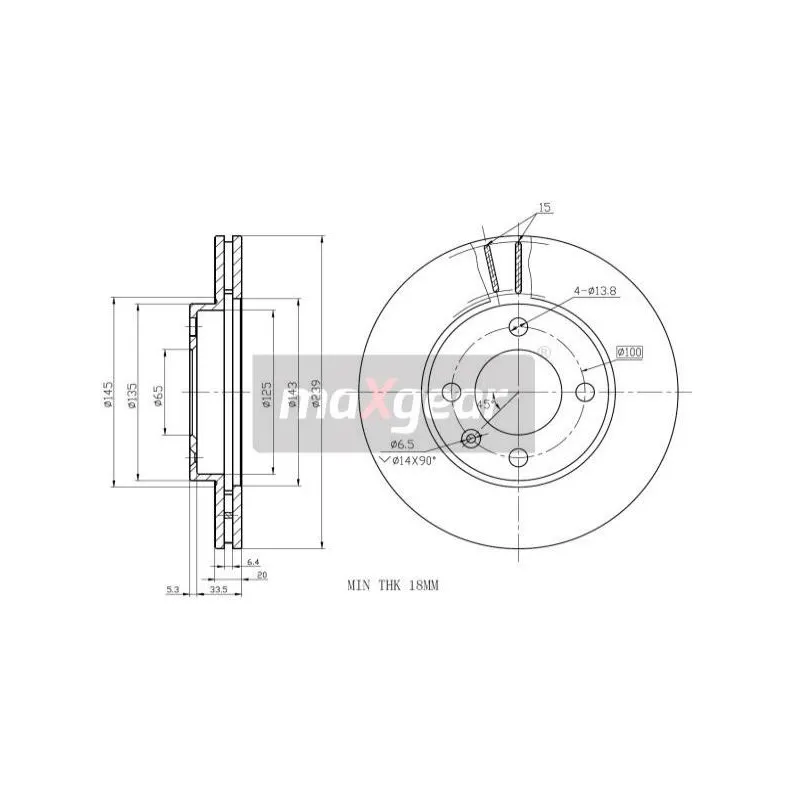 Jeu de 2 disques de frein avant MAXGEAR 19-0755