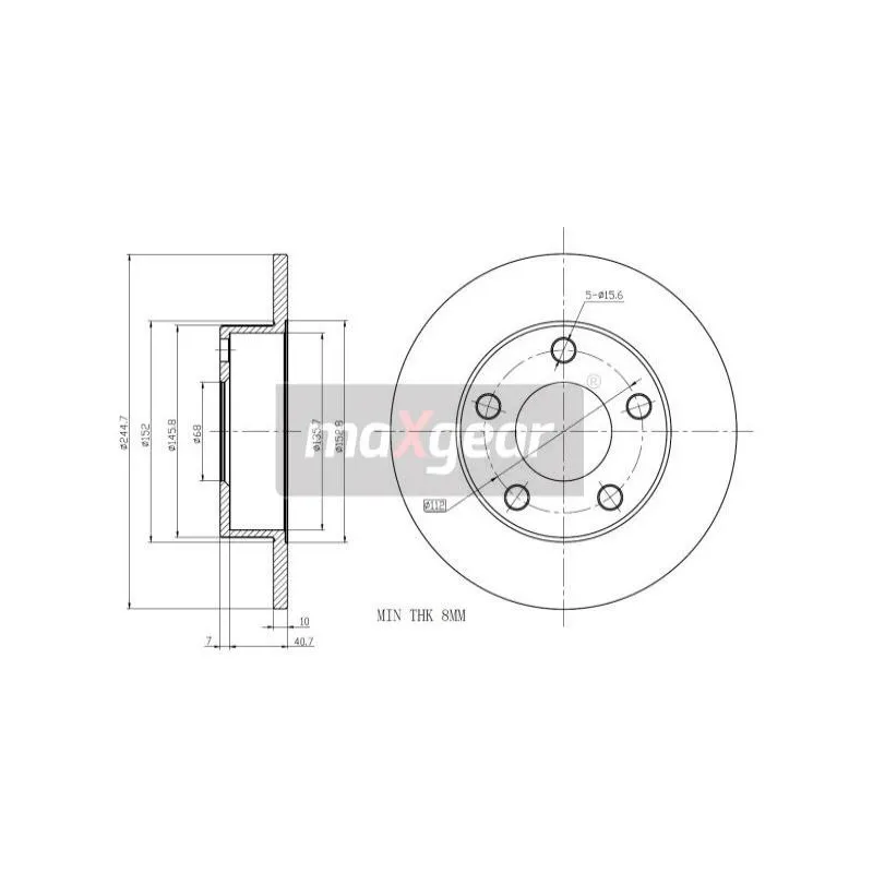 Jeu de 2 disques de frein arrière MAXGEAR 19-0756