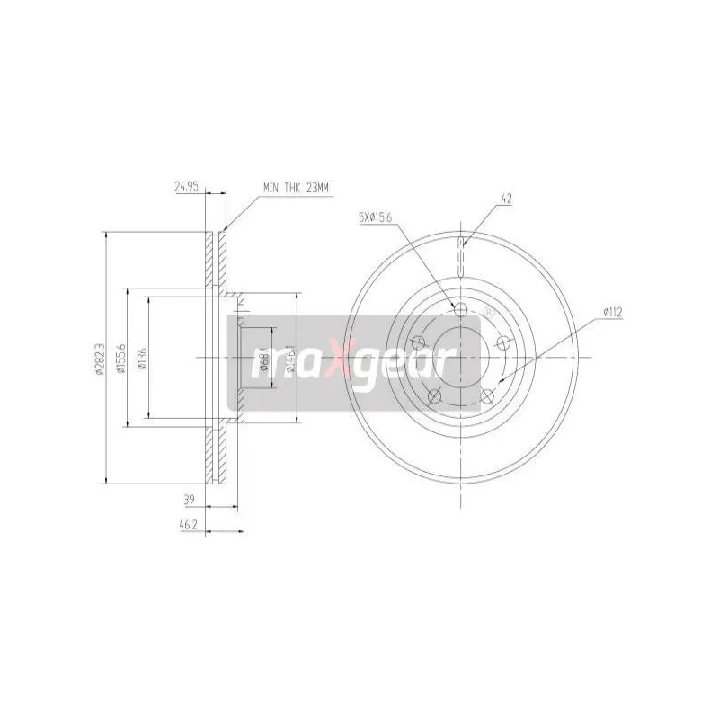 Jeu de 2 disques de frein avant MAXGEAR 19-0757