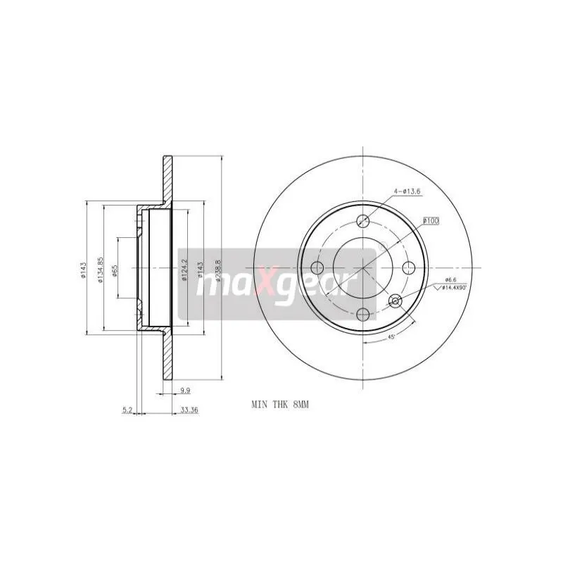 Jeu de 2 disques de frein avant MAXGEAR 19-0759MAX