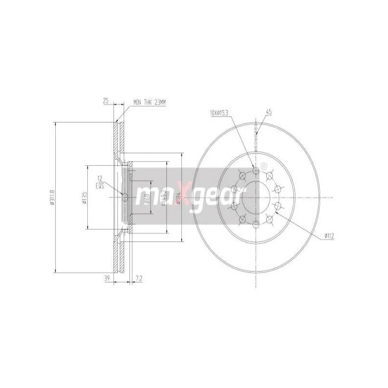 Jeu de 2 disques de frein avant MAXGEAR 19-0760
