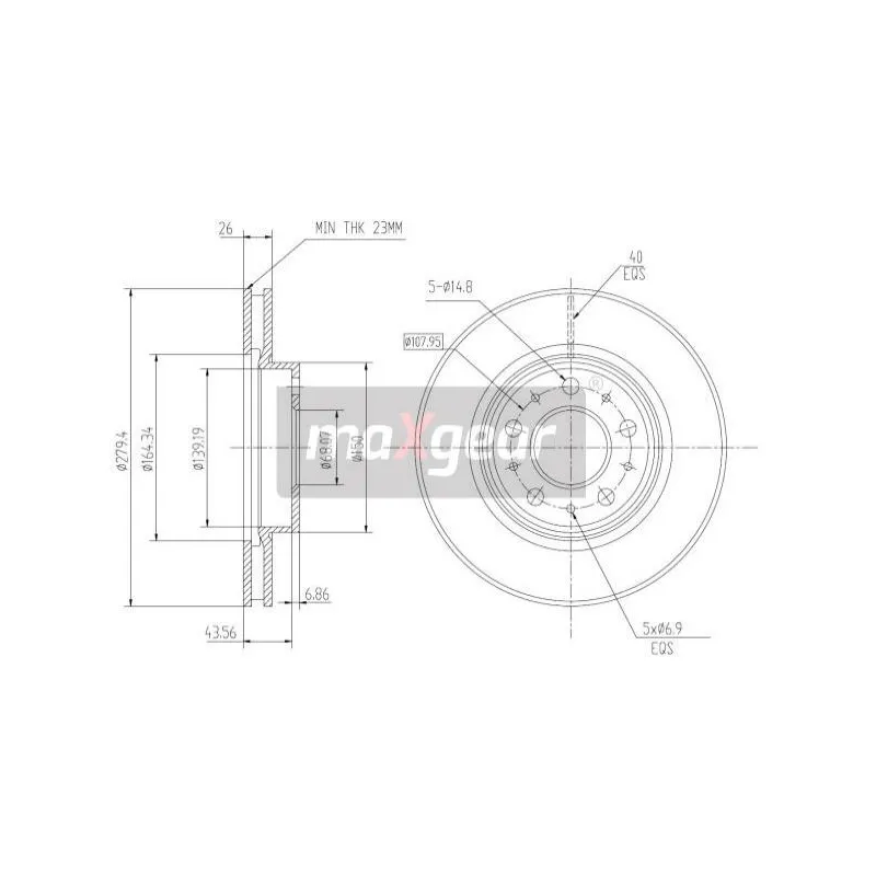 Jeu de 2 disques de frein avant MAXGEAR 19-0761