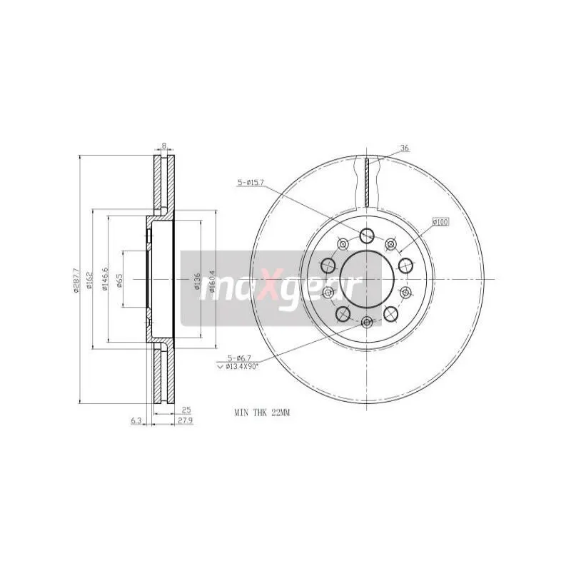 Jeu de 2 disques de frein avant MAXGEAR 19-0762