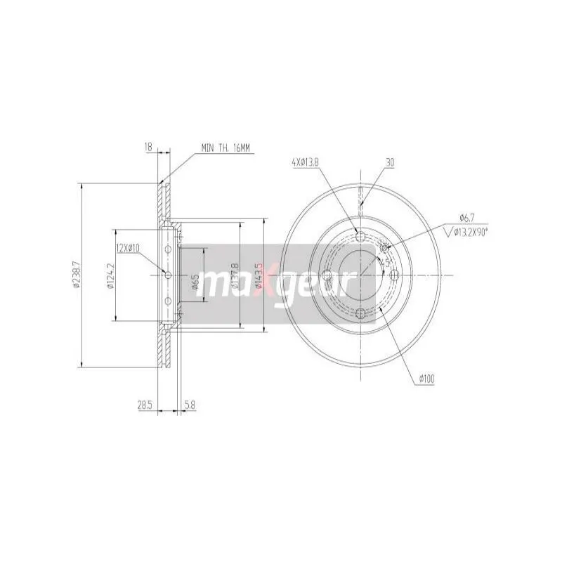 Jeu de 2 disques de frein avant MAXGEAR 19-0763