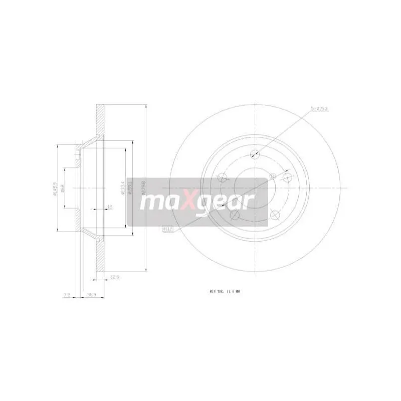 Jeu de 2 disques de frein avant MAXGEAR 19-0765