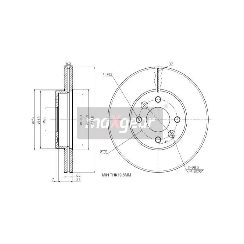Jeu de 2 disques de frein avant MAXGEAR 19-0766