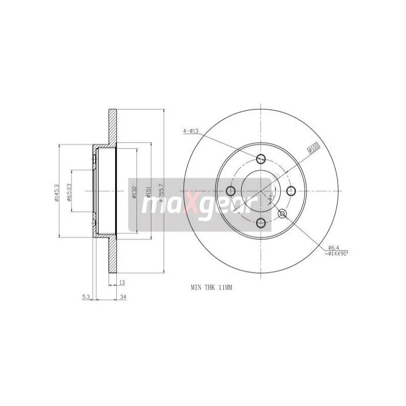 Jeu de 2 disques de frein avant MAXGEAR 19-0767