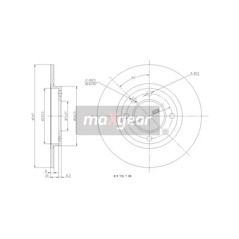 Jeu de 2 disques de frein arrière MAXGEAR 19-0769