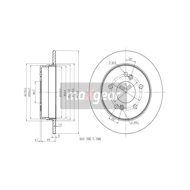 Jeu de 2 disques de frein arrière MAXGEAR 19-0770