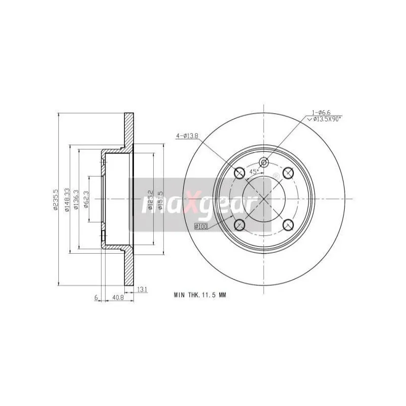 Jeu de 2 disques de frein avant MAXGEAR 19-0773