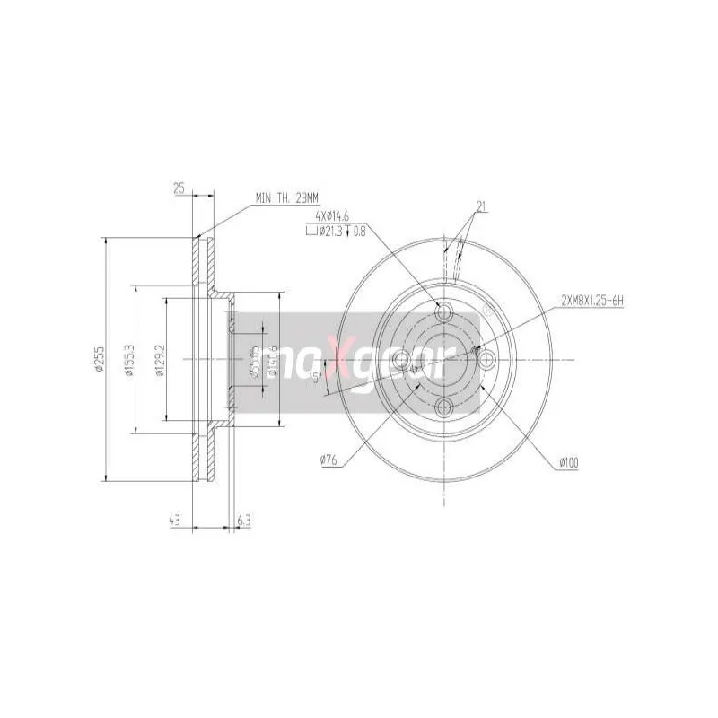 Jeu de 2 disques de frein avant MAXGEAR 19-0777