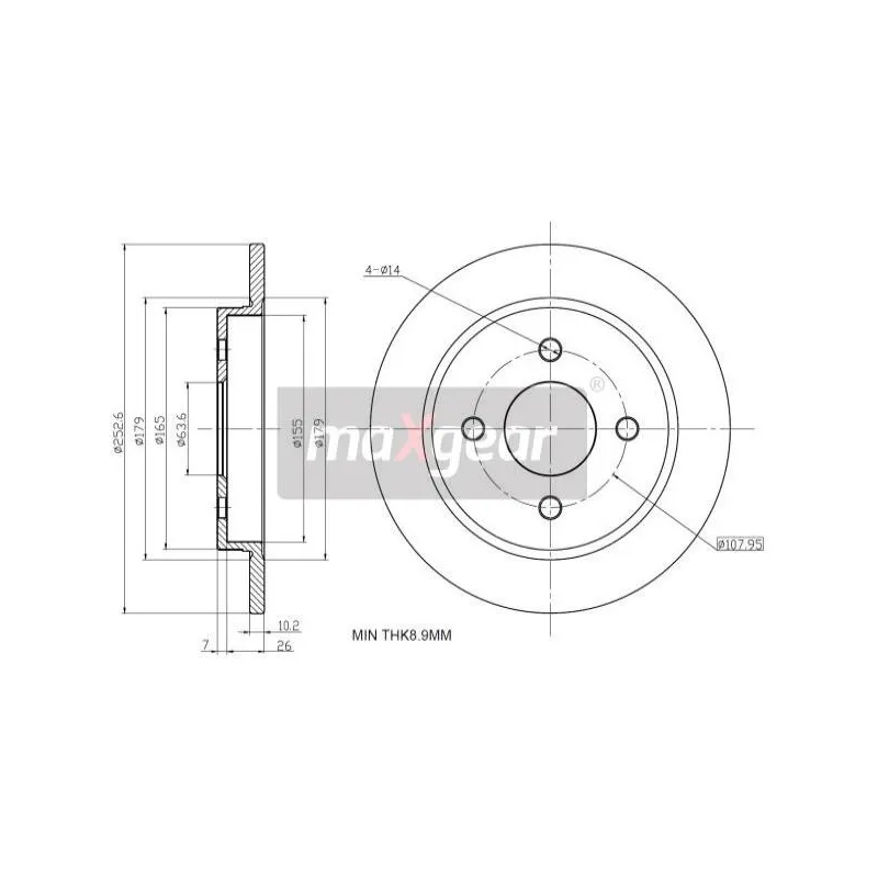 Jeu de 2 disques de frein arrière MAXGEAR 19-0781