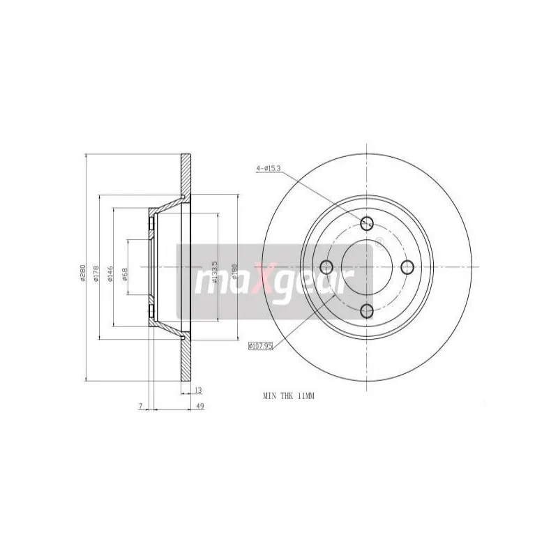 Jeu de 2 disques de frein avant MAXGEAR 19-0782MAX