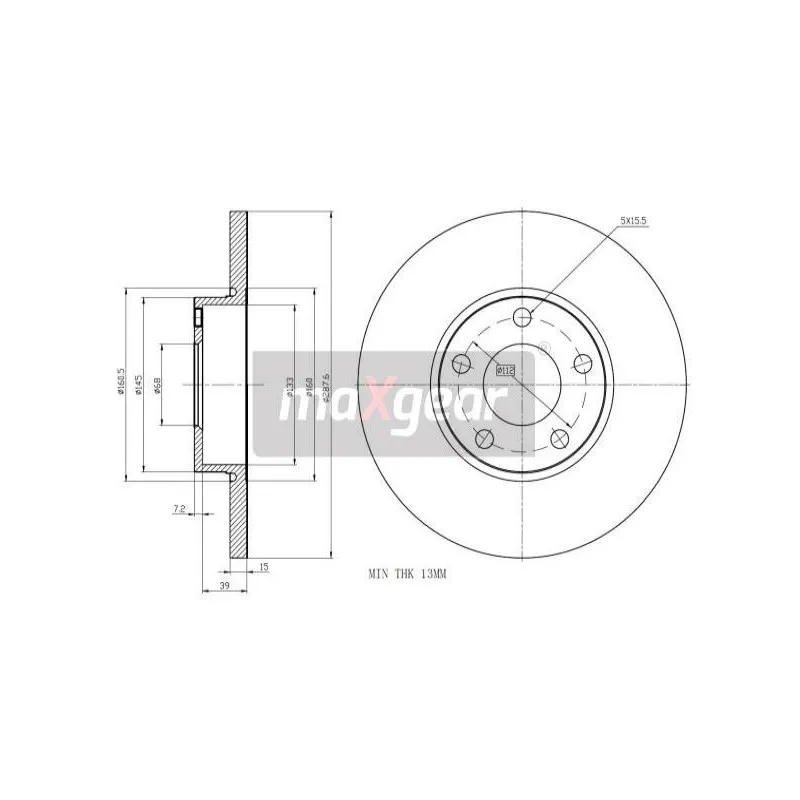 Jeu de 2 disques de frein avant MAXGEAR 19-0783