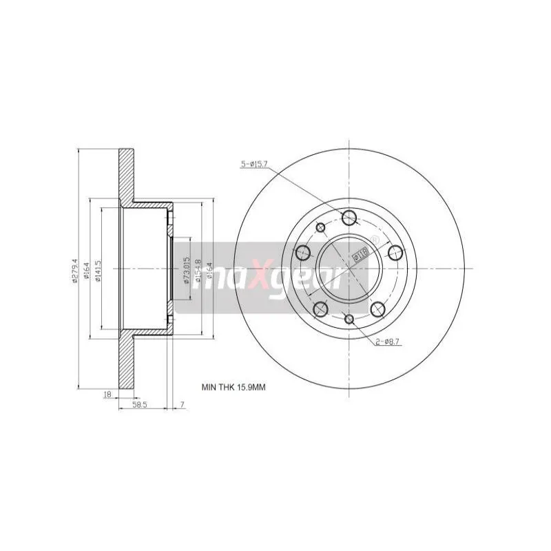 Jeu de 2 disques de frein avant MAXGEAR 19-0785