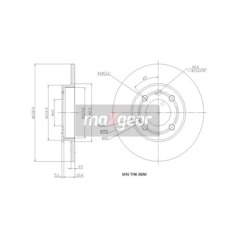 Jeu de 2 disques de frein avant MAXGEAR 19-0786