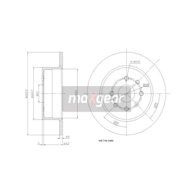 Jeu de 2 disques de frein arrière MAXGEAR 19-0788