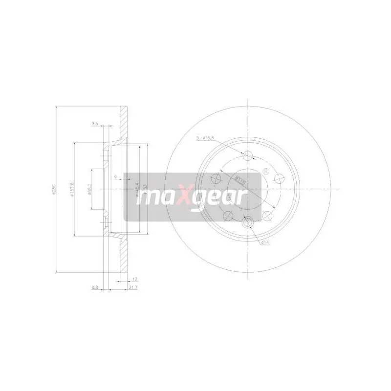 Jeu de 2 disques de frein arrière MAXGEAR 19-0789
