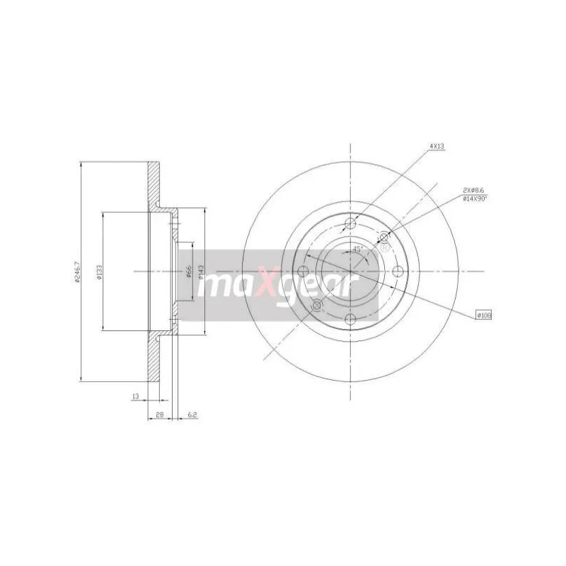 Jeu de 2 disques de frein avant MAXGEAR 19-0790
