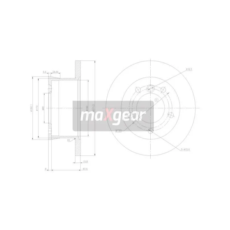 Jeu de 2 disques de frein arrière MAXGEAR 19-0794