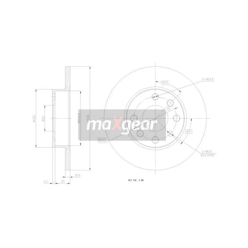 Jeu de 2 disques de frein avant MAXGEAR 19-0795