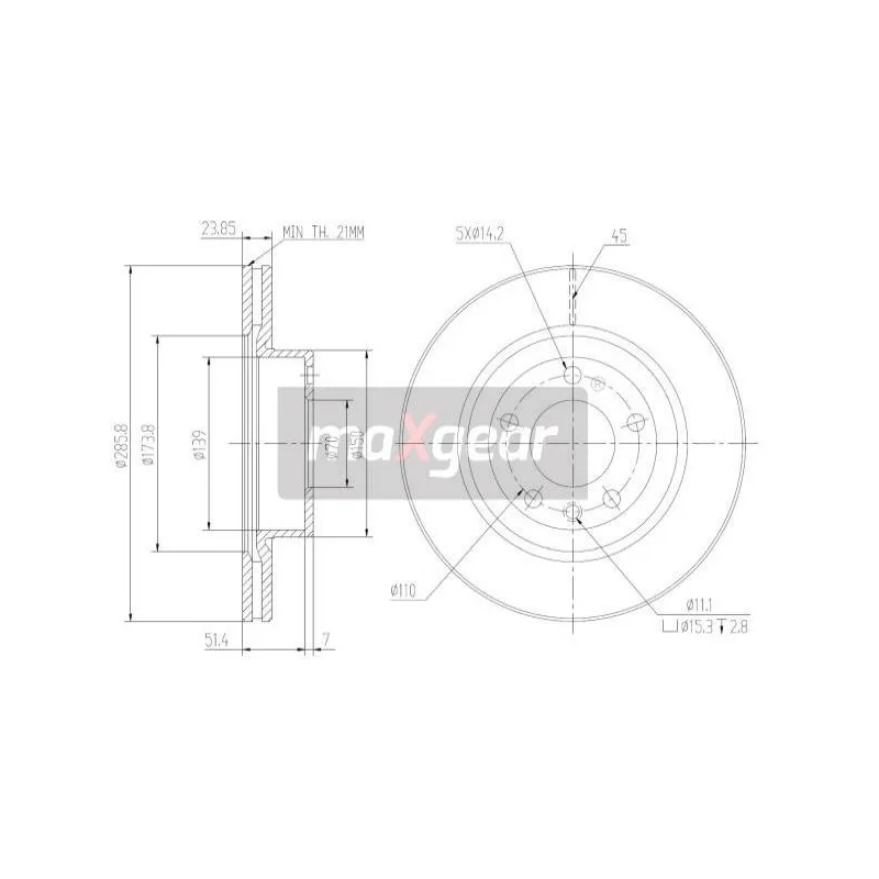 Jeu de 2 disques de frein avant MAXGEAR 19-0797