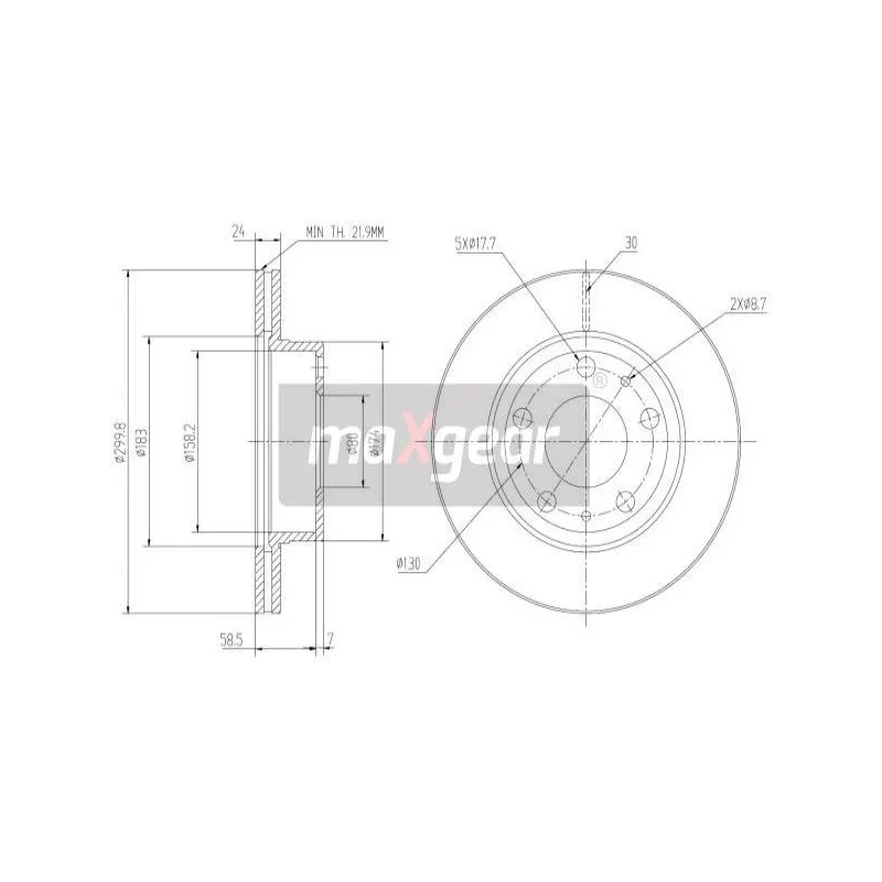 Jeu de 2 disques de frein avant MAXGEAR 19-0799