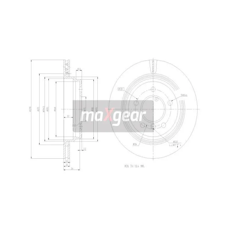 Jeu de 2 disques de frein arrière MAXGEAR 19-0800