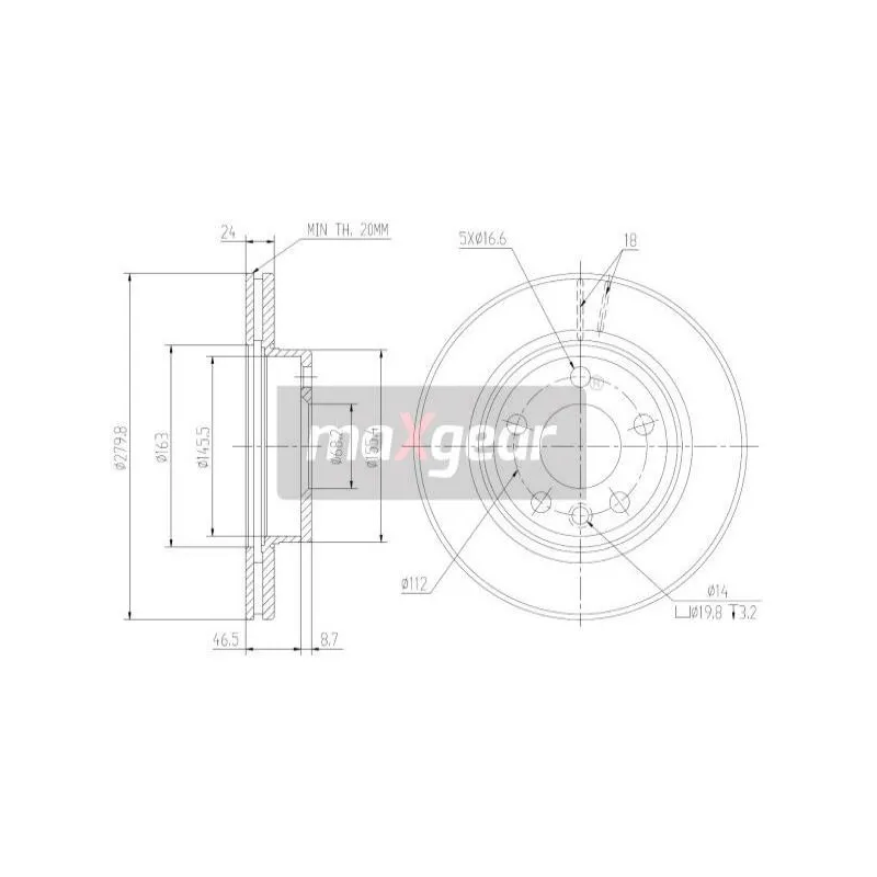 Jeu de 2 disques de frein avant MAXGEAR 19-0801