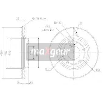 Jeu de 2 disques de frein avant MAXGEAR 19-0802
