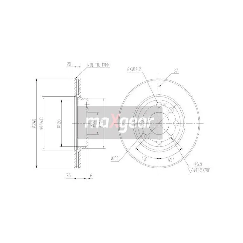 Jeu de 2 disques de frein avant MAXGEAR 19-0805