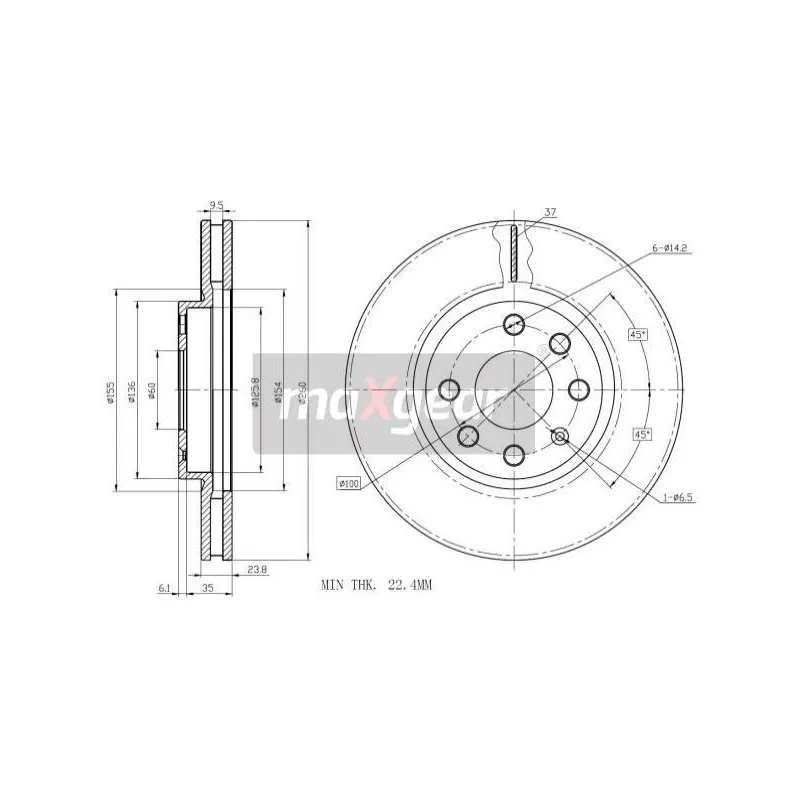 Jeu de 2 disques de frein avant MAXGEAR 19-0808