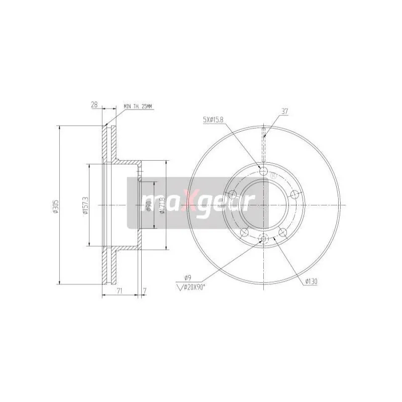 Jeu de 2 disques de frein avant MAXGEAR 19-0810
