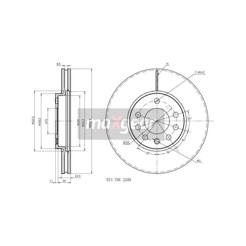 Jeu de 2 disques de frein avant MAXGEAR 19-0812