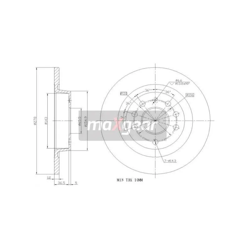 Jeu de 2 disques de frein arrière MAXGEAR 19-0813