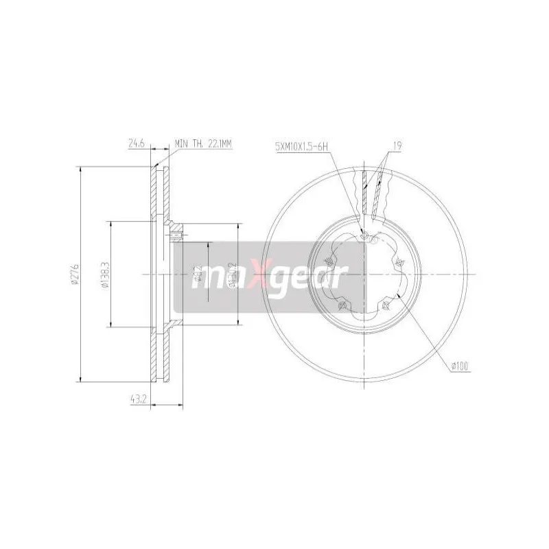 Jeu de 2 disques de frein avant MAXGEAR 19-0814
