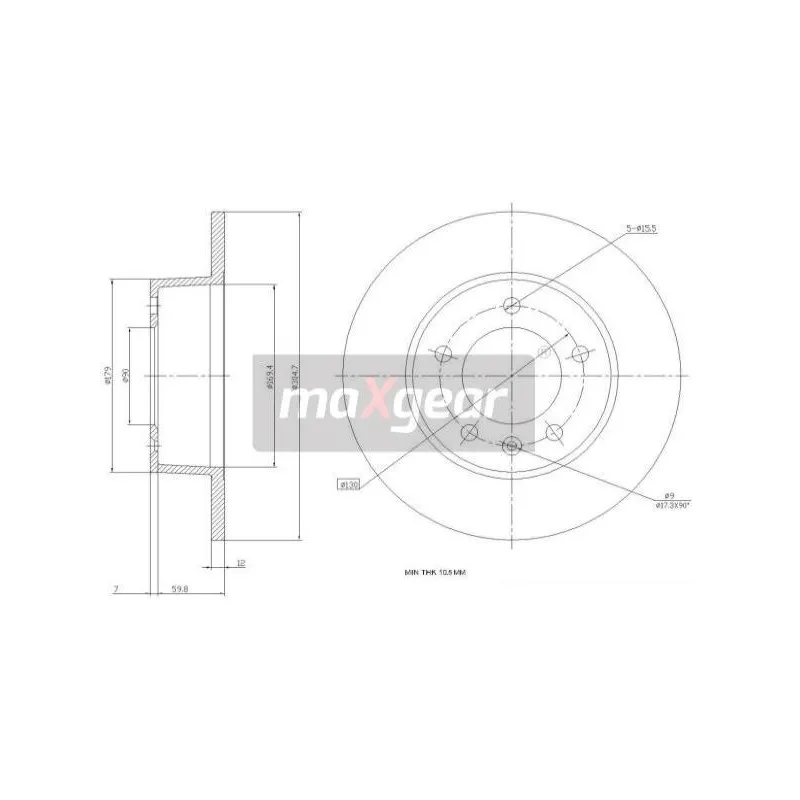 Jeu de 2 disques de frein arrière MAXGEAR 19-0815