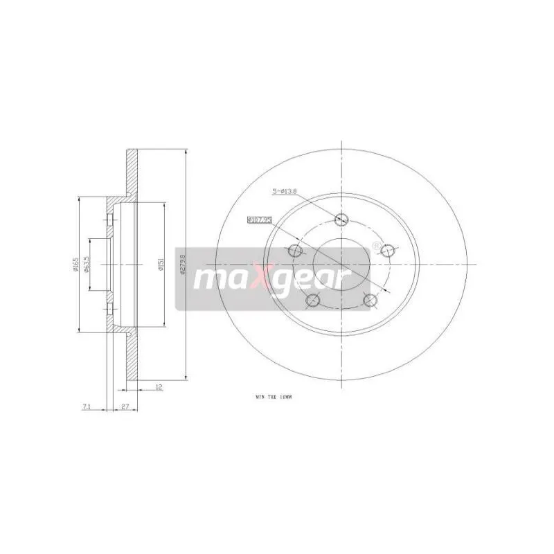 Jeu de 2 disques de frein arrière MAXGEAR 19-0816