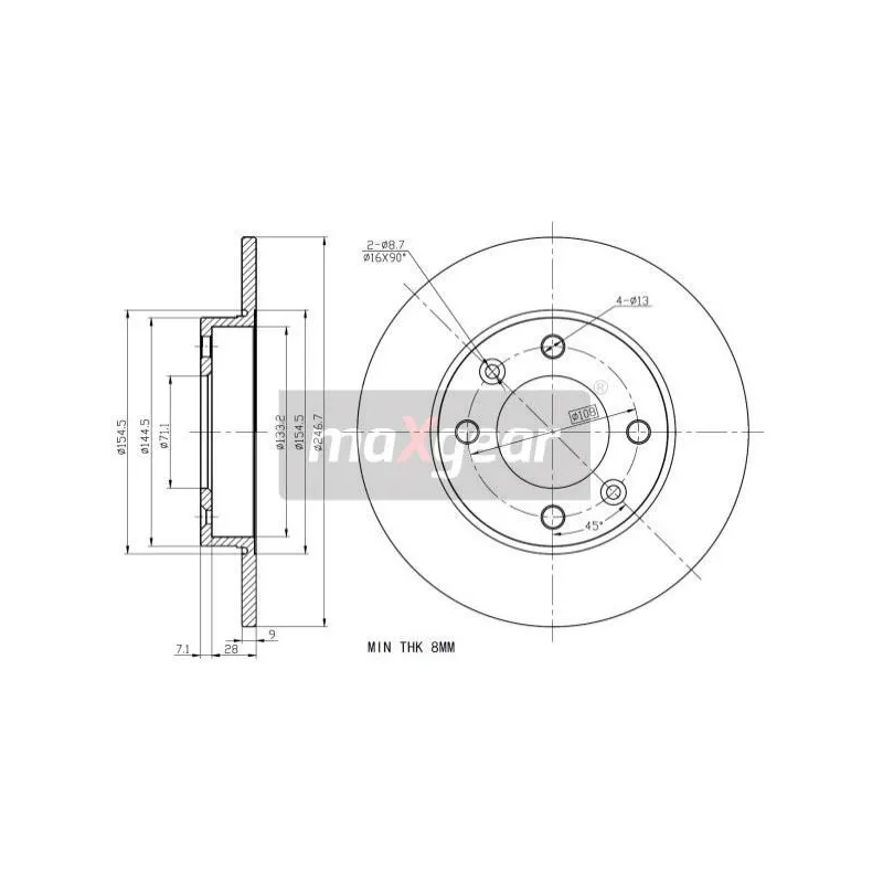Jeu de 2 disques de frein arrière MAXGEAR 19-0817