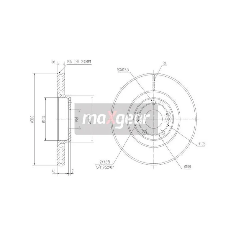 Jeu de 2 disques de frein avant MAXGEAR 19-0819