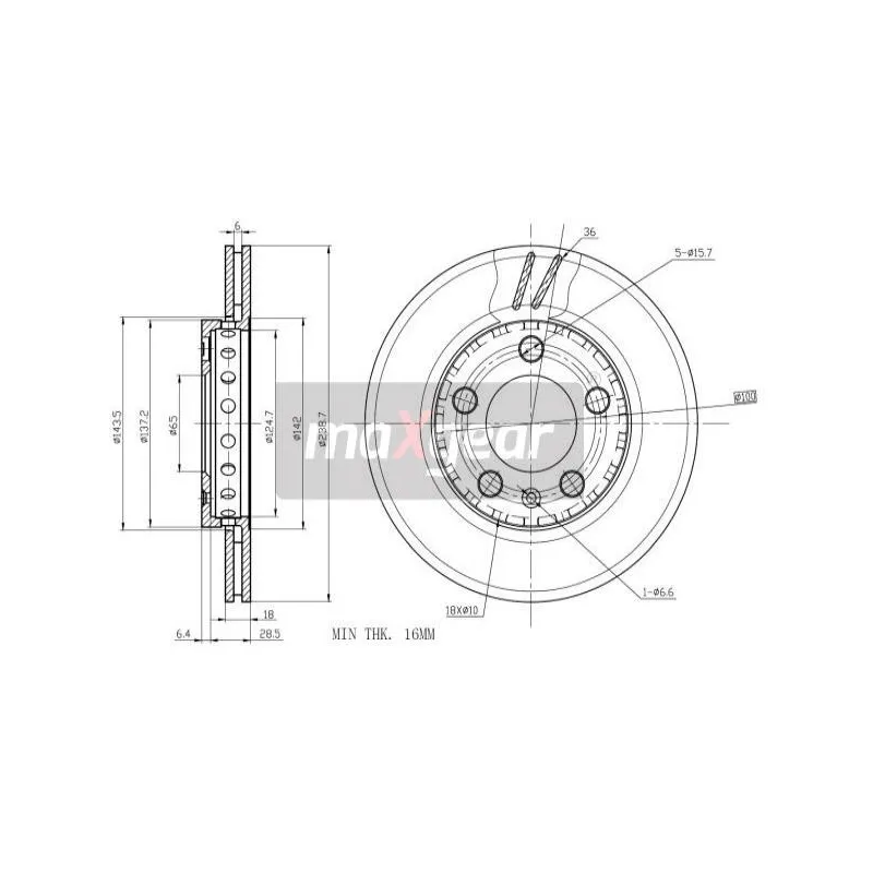 Jeu de 2 disques de frein avant MAXGEAR 19-0821