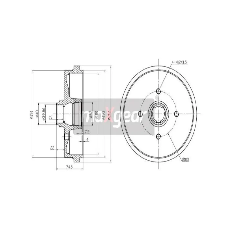 Tambour de frein MAXGEAR 19-0822