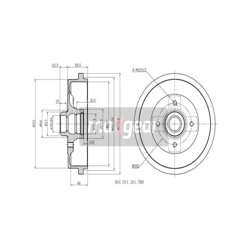 Tambour de frein MAXGEAR 19-0823